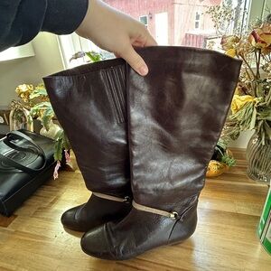 Migliorini Tall Dark Brown Leather Riding equestrian vintage made in Italy Boots